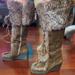 Coach Shoes | Coach Karita Flint Suede Leather Rabbit Fur Pom Knee High Wedge Heel Size 6b | Color: Brown | Size: 6