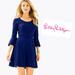 Lilly Pulitzer Dresses | Lilly Pulitzer Medium Mini Dress Long 3/4 Sleeve High Tide Brandi Blue Bell Navy | Color: Blue | Size: M