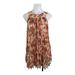 Free People Dresses | Free People Sz Small Halter Shift Mini Dress Tan Floral Crepe Pleated Sleeveless | Color: Tan | Size: S