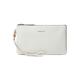 Doris Lambskin Leather Wristlet Clutch Purse For Women Large Soft Designer Wallet With Strap, White, Wristlet