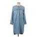 J.Crew Casual Dress - Shift Crew Neck 3/4 sleeves: Blue Print Dresses - Women's Size Small