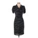 Jones New York Casual Dress - Sheath Cowl Neck Short sleeves: Black Zebra Print Dresses - Women's Size 4