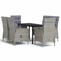 vidaXL Patio Dining Set with Cushions Gray and Black Garden Chair 3/5/7 Piece