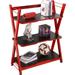 HElectQRIN 3-Tier Gaming Console Storage Shelf Etagere Modern Display Shelving Unit Open Bookcase Rack for Gaming Desk Setup Speakers Figure Plant Stand Red