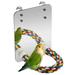 Bird Mirror with Rope Perch Bird Swing Parrot Cage Toys for Parakeet African Grey Conure Cockatiel Lovebird Finch Canarie