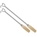 2pcs Meat Flipper Stainless Steel Grill Tool with Wooden Handle Food Turner