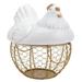 Chicken Egg Basket Metal Wire Egg Storage Basket with Ceramic Farm Chicken Lids for Gathering Fresh Eggs Chicken Egg Holders Egg Storage Container for Countertop Kitchen