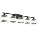 MELUCEE 5 Light Vanity Lights for Bathroom 40 Inches Black Bathroom Light Fixtures Over Mirror with Rectangular Clear Glass Shade