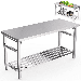 Stainless Steel Work Table for Prep & Work 24 X 60 Inches Folding NSF Heavy Duty Commercial Food Prep Worktable with Adjustable Undershelf for Kitchen Prep Work