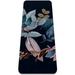 Blue Vintage Flower Pattern TPE Yoga Mat for Workout & Exercise - Eco-friendly & Non-slip Fitness Mat