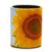 OWNTA Sunflower Yellow Plant Wild Field Pattern PVC Leather Cylinder Pen Holder - Pencil Organizer and Desk Pencil Holder Lined with Flannel 3.9x3.1 Inches