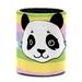 OWNTA Colorful Rainbow Stripes Panda Stars Pattern PVC Leather Cylinder Pen Holder - Pencil Organizer and Desk Pencil Holder Lined with Flannel 3.9x3.1 Inches