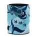 OWNTA Navy Sea Wave Dolphin Shark Octopus Pattern PVC Leather Cylinder Pen Holder - Pencil Organizer and Desk Pencil Holder Lined with Flannel 3.9x3.1 Inches