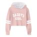 ASFGIMUJ Boys Hoodie Girls Sweatshirt Casual Loose Active Full Sleeves Hoodies Sweatshirts Hooded Short Pullover Letter Print Striped Teen Crop Tops Baby Sweatshirt Pink 8 Years-9 Years