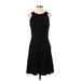 Ann Taylor LOFT Casual Dress - A-Line Crew Neck Sleeveless: Black Solid Dresses - Women's Size 2