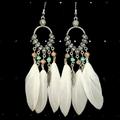 Free People Jewelry | Boho White Wedding Feather Earrings | Color: Silver/White | Size: Os