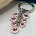 Coach Jewelry | Coach Pink Crystal & Enamel Silver Gem Stone Key Chain / Fob Purse Charm | Color: Pink/Silver | Size: Os