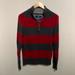 American Eagle Outfitters Sweaters | American Eagle Cotton Striped Knit Sweater Quarter Zip Turtleneck Mens Small | Color: Gray/Red | Size: S