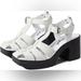 Free People Shoes | Free People Pacific Platform Fishermen Heel Sandal 7 | Color: Gray/White | Size: 7