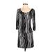 BCBGMAXAZRIA Casual Dress - DropWaist Scoop Neck 3/4 sleeves: Black Dresses - Women's Size X-Small