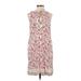 Gap Casual Dress - Shift Tie Neck Sleeveless: Ivory Floral Dresses - Women's Size X-Small