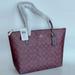 Coach Bags | Nwt Coach 4455 Zip Top Tote Shoulder Bag Signature Canvas & Leather In Oxblood | Color: Brown | Size: Os