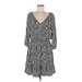 American Living Casual Dress - A-Line V Neck 3/4 sleeves: Gray Dresses - Women's Size Medium