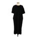 H&M Casual Dress - Midi Crew Neck Short sleeves: Black Solid Dresses - Women's Size Small