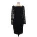 A.J. Bari Casual Dress - Sheath Square Long sleeves: Black Solid Dresses - Women's Size 12