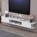 Floating TV Stand Wall Mounted TV Shelf Entertainment Center, Floating TV Shelf Cabinet For Storage Unit Audio/Video Console Cable Box Media Console (Color : White, Size : 100x22x18.4cm)