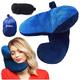 J-Pillow Travel Pillow + Carry Bag + Sleep Mask - Stops Your Head From Falling Forward - British Invention of the Year - Supportive Neck Pillow for Travel - Comfortable Plane Pillow (Blue)