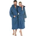 CelinaTex 5001169 Terry Towelling Bathrobe with Hood Cotton Sauna Gown for Men and Women Quality Dressing Gown Fluffy Cuddly Öko-Tex Montana Hooded Bathrobe Size M Blue