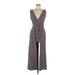 Velvet Torch Jumpsuit V-Neck Sleeveless: Brown Jumpsuits - Women's Size Medium