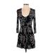 Soma Casual Dress - A-Line Plunge 3/4 sleeves: Black Dresses - Women's Size Small