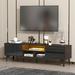 Wrought Studio™ TV stand w/ LED remote control lights, one cabinet & two drawers Wood in Black/Brown | 17.72 H x 63 W x 13.78 D in | Wayfair