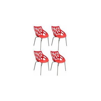 Set of 4 Fire Red Lavaflow Stack Chairs