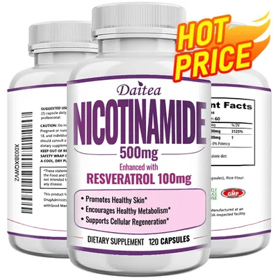 Niacin amid Ergänzung 500mg Resveratrol mg Ergänzung-unterstützt Haut Stoffwechsel Zell