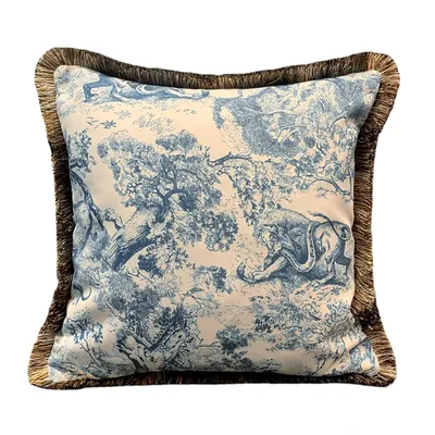Sommer Vintage Tier Anlage Schweren Chenille Gewebt Sofa Stuhl Grau Blue Home Shop Dekorative Kissen Image