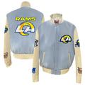 Men's Jeff Hamilton Light Blue Los Angeles Rams Wool & Leather Full-Snap Varsity Jacket