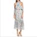 Anthropologie Dresses | Anthropologie Foxiedox Amina Pompom Halter Neutral Floral Print Maxi Dress M | Color: Blue/Gray | Size: M