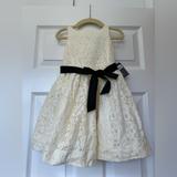 Ralph Lauren Dresses | Girls Ralph Lauren Cream Dress With Navy Belt. New With Tags From Bloomingdales | Color: Cream | Size: 3tg