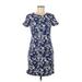 Old Navy Casual Dress - Shift Crew Neck Short sleeves: Blue Floral Dresses - Women's Size Medium