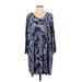 Jessica London Casual Dress - Shift Scoop Neck 3/4 sleeves: Blue Paisley Dresses - Women's Size 34 - Print Wash