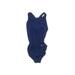 Dolfin One Piece Swimsuit: Blue Solid Swimwear - Women's Size 2X-Small