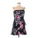 Express Outlet Casual Dress - A-Line Square Sleeveless: Black Floral Dresses - Women's Size Medium