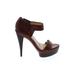 Rachel Zoe Heels: Slip-on Platform Cocktail Party Brown Print Shoes - Women's Size 11 - Open Toe