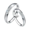 Ladies Wedding Band, Couple Rings Custom 18K White Gold 2 0.1CT VVS White Lab Diamonds with 0.1CT H White Natural Diamond Women U 1/2 + Men U 1/2