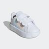 Klettschuh ADIDAS SPORTSWEAR "GRAND COURT 2.0 KIDS", Gr. 25, weiß (cloud weiß, iridescent, grau two), Synthetik, sportlich, Schuhe, Design auf den Spuren des adidas Superstar, für Kinder