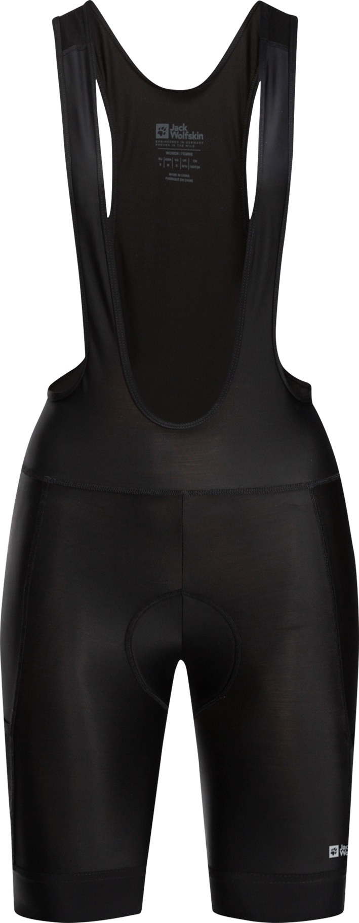 Fahrradhose JACK WOLFSKIN "MOROBBIA BIB SHORTS W", Gr. L (42/44), Normalgrößen, schwarz, Style:1. Oberstoff 80% POLYAMID, 20% ELASTHAN; 2. Oberstoff 85% POLYESTER, 15% ELASTHAN, Hosen Image
