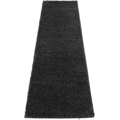 Läufer BRUNO BANANI "Shaggy Soft" Gr. 12, grau (dunkelgrau), B:80cm H:30mm L:250cm, Kunstfaser, Teppiche, Läufer, Brücke, gewebt, Uni-Farben, besonders weich Image